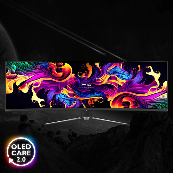 MSI MPG 491CQP QD-OLED, 49 Curved OLED Gaming Monitor, 5120 x 1440 (DQHD), OLED 0.03ms Response time, 144Hz, True Black HDR 400, HDMI, DP Port, USB Type C, Tilt, Height