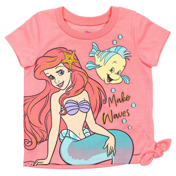 Disney Princess Ariel Toddler Girls T-Shirt and Active Retro Dolphin French Terry Shorts Outfit Set 5T