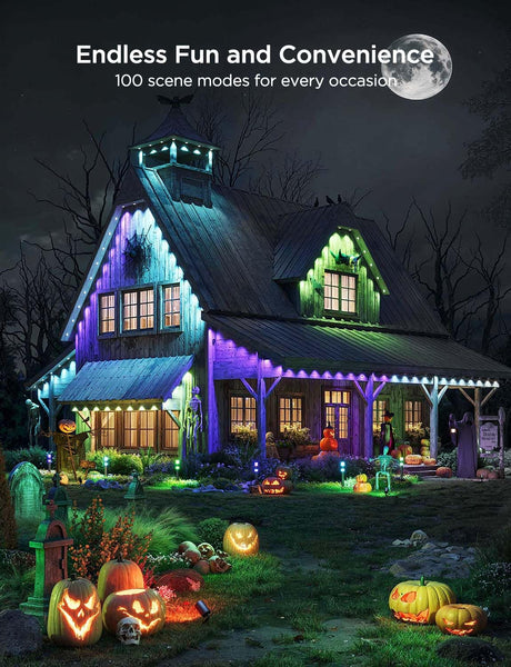 Govee Permanent Outdoor Lights 2, 100ft RGBIC Outdoor Lights with 72 LED Lights, IP67 Waterproof, 100 Scene Modes with 40lm White for Halloween Decor, Works with Alexa, Google Assistant, White Version