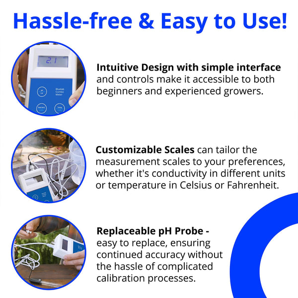 Bluelab Combo Meter for pH, Temperature & Conductivity in Water Easy