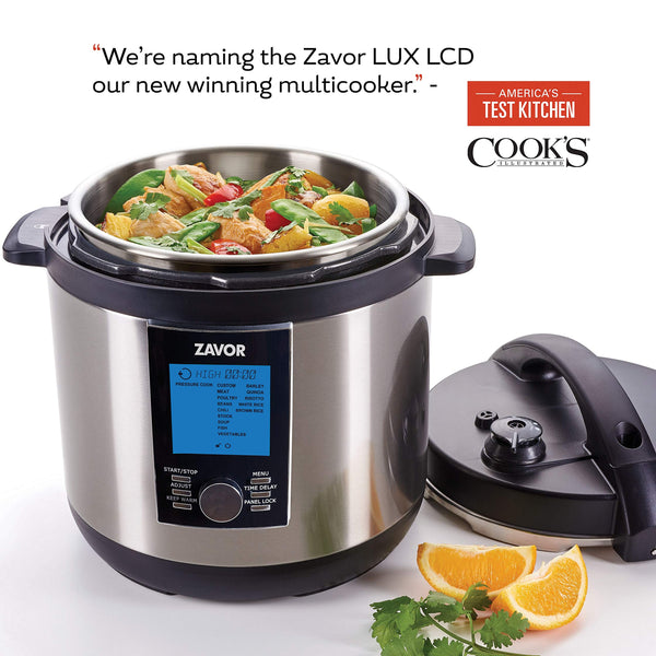 Zavor LUX LCD 8 Quart Programmable Electric Multi-Cooker: Pressure Cooker, Slow Cooker, Rice Cooker, Yogurt Maker, Steamer and More - Stainless Steel (ZSELL03)