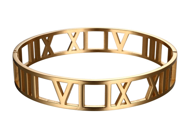 Wide Cuff Bracelet with Roman Numeral    | Ideana