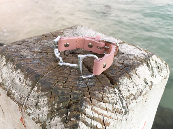 Soft Pink Leather Horse Bit Bracelet    | Ideana