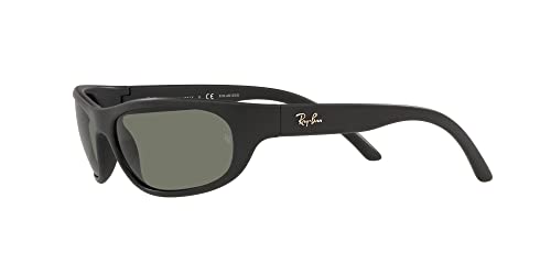 Ray-Ban Men's RB4033 Predator Rectangular Sunglasses, Matte Black/Polarized Green, 60 mm