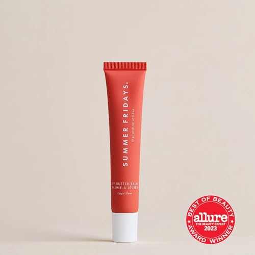 Summer Fridays Lip Butter Balm - Conditioning Lip Mask and Lip Balm for Instant Moisture, Shine and Hydration - Sheer-Tinted, Soothing Lip Care - Poppy (.5 Oz)