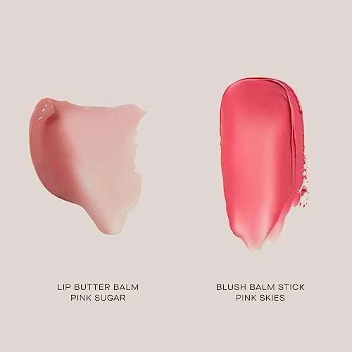 Summer Fridays Cheek + Lip Duo PINK CLOUD - Lip Butter Balm Pink Sugar and Blush Balm Stick in Pink Skies.