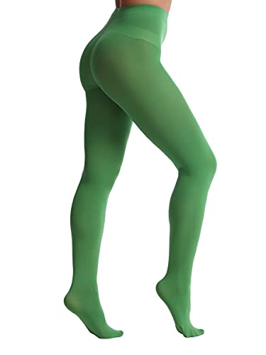 EVERSWE Women's 80 Den Soft Opaque Tights, Women's Tights (Large-X-Large, Clover Green)