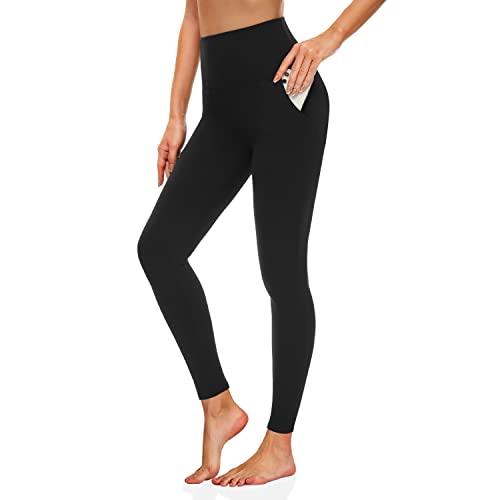 GAYHAY High Waisted Leggings for Women - Soft Opaque Slim Tummy Control Printed  Pants for Running Cycling Yoga Full Length Large-X-Large 1# Black