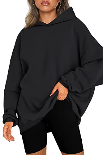 EFAN Hoodies for Women Black Oversized Sweatshirts Hooded Pullover Casual Workout Soft Fall Fashion Outfits Winter Clothes 2023