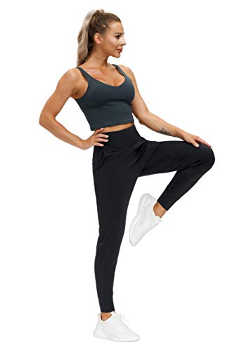 THE GYM PEOPLE Women's Joggers Pants Lightweight Athletic Legging Tapered Lounge Pants for Workout, Yoga, Running (X-Small, Black)