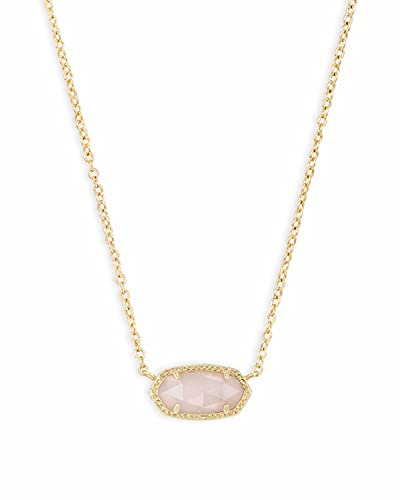 Kendra Scott Elisa Pendant Necklace for Women, Fashion Jewelry, 14k Gold-Plated, Rose Quartz