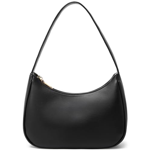 CYHTWSDJ Shoulder Bags for Women, Cute Hobo Tote Handbag Mini Clutch Purse with Zipper Closure (Black, L)
