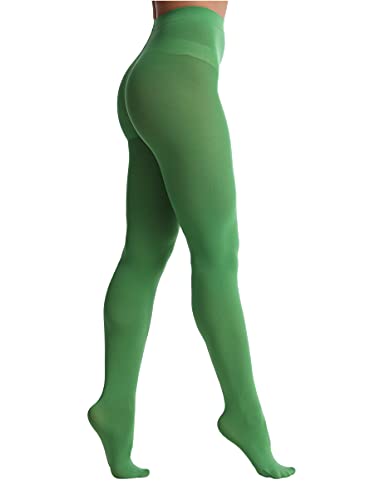 EVERSWE Women's 80 Den Soft Opaque Tights, Women's Tights (Large-X-Large, Clover Green)