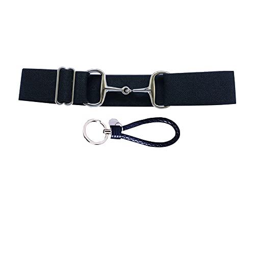 Dielianyi 1.5-inch Elastic Equestrian Belt Bit Buckle Leather Key Strap Equestrian Riding Belt for Horseback Riding Equestrian Sports