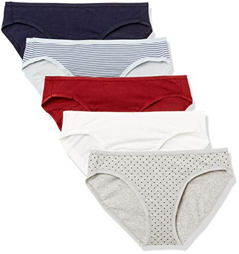 Amazon Essentials Women's Cotton Bikini Brief Underwear (Available in Plus Size), Pack of 10, Warm/Mixed Print, Medium