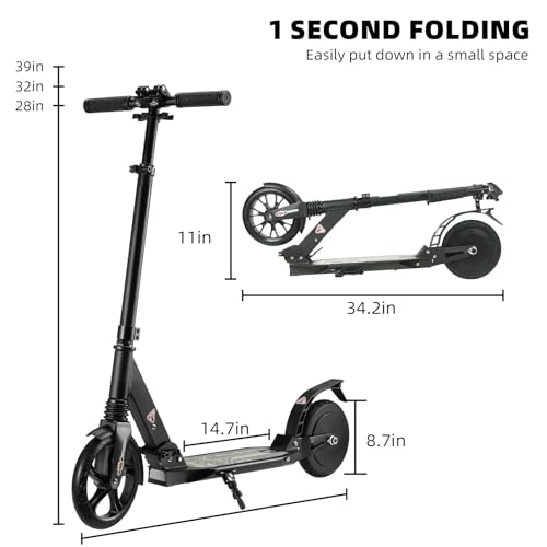 Electric Scooter for Kids and Adults, Max 5 Miles Range and 15 Mph Speed, 8" Solid Rubber Wheels Lightweight Electric Kick Scooter for Kids 8+