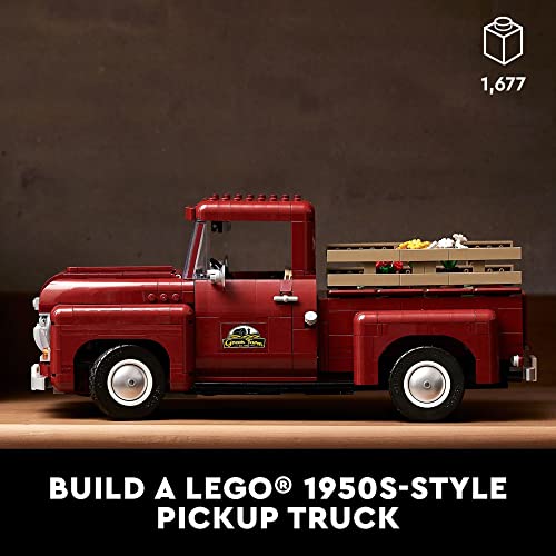 LEGO Icons Pickup Truck 10290 Building Set for Adults, Vintage 1950s Model with Seasonal Display Accessories, Creative Activity, Collector's Gift Idea