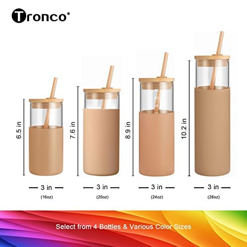 Tronco 20 oz Glass Tumbler Glass Water Bottle Straw Silicone Protective Sleeve Bamboo Lid - BPA Free (Colorful spots/ 1pack)