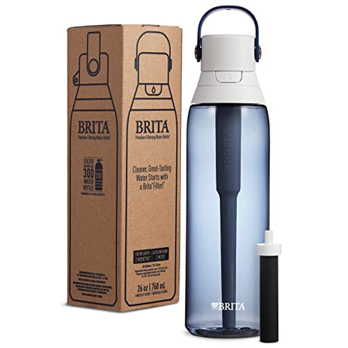 Brita Hard-Sided Plastic Premium Filtering Water Bottle, BPA-Free, Replaces 300 Plastic Water Bottles, Filter Lasts 2 Months or 40 Gallons, Includes 1 Filter, Kitchen Accessories, Night Sky - 26 oz.