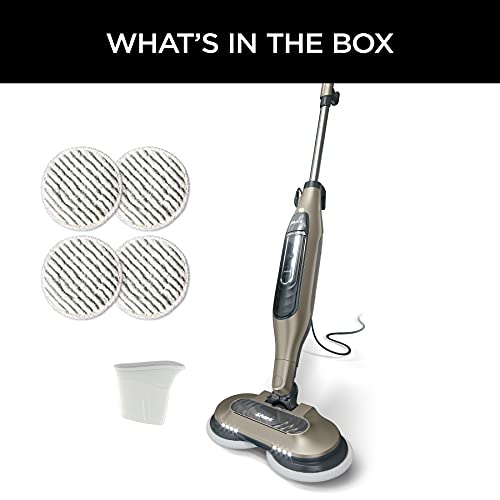 Shark S7001 Mop, Scrub & Sanitize at The Same Time, Designed for Hard Floors, with 4 Dirt Grip Soft Scrub Washable Pads, 3 Steam Modes & LED Headlights, Gold, 13.7 in L x 6.75 in W x 46.5 in H