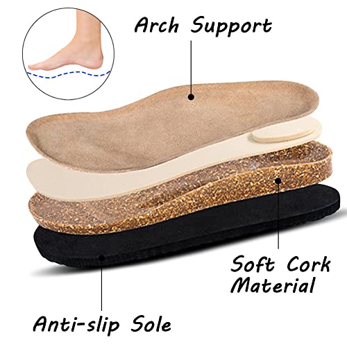 Boston Clogs for Women Dupes Suede Soft Leather Classic Cork Clog Antislip Sole Slippers Waterproof Mules House Sandals with Arch Support and Adjustable Buckle Unisex