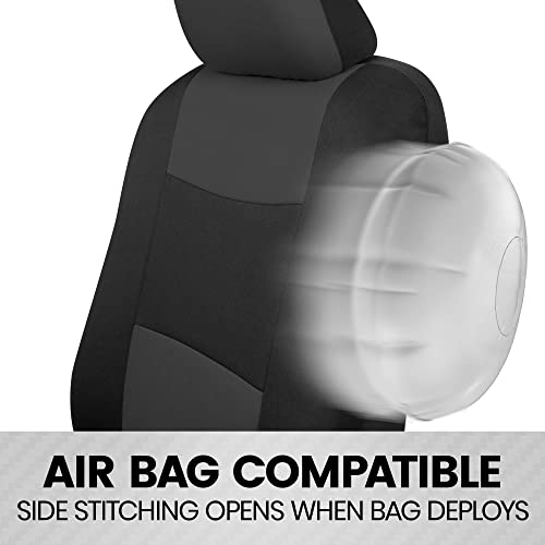 BDK PolyPro Car Seat Covers Full Set in Charcoal on Black – Front and Rear Split Bench for Cars, Easy to Install Cover Set, Accessories Auto Trucks Van SUV