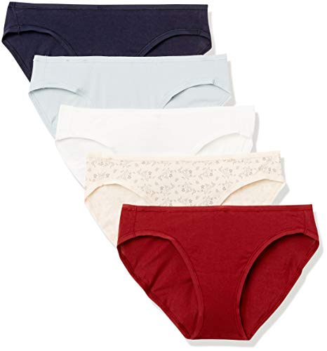 Amazon Essentials Women's Cotton Bikini Brief Underwear (Available in Plus Size), Pack of 10, Warm/Mixed Print, Medium