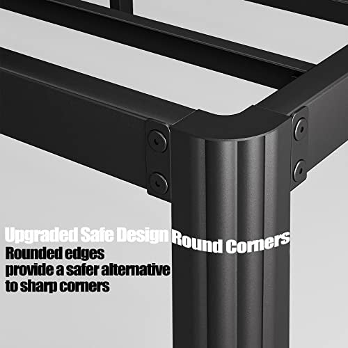 Hunlostten 18in High Queen Bed Frame No Box Spring Needed, Heavy Duty Metal Platform Bed Frame Queen Size with Round Corners, Easy Assembly, Noise Free, Black