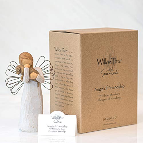 Willow Tree Angel of Friendship, for Those who Share The Spirit of Friendship, Angel Carrying Dog as Reminder of Loyal Pets and Friends, Present and Past, Sculpted Hand-Painted Angel