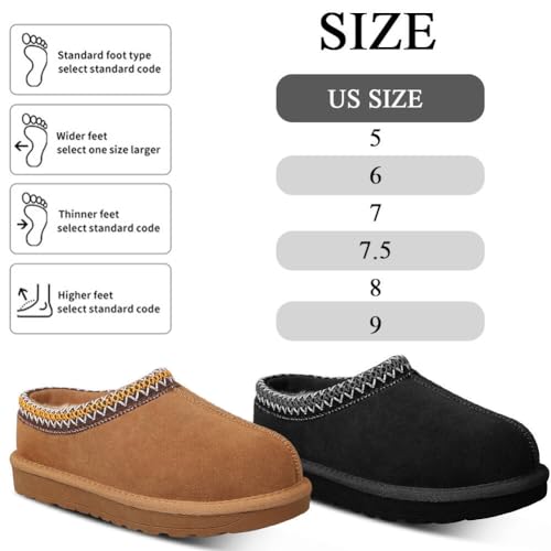 metricfalcon Women's Slippers Platform Mini Boots For Women Suede Leather Indoor/Outdoor Anti-Slip Slipper Comfy Fur Fleece Lined Sneakers Short Ankle Boot