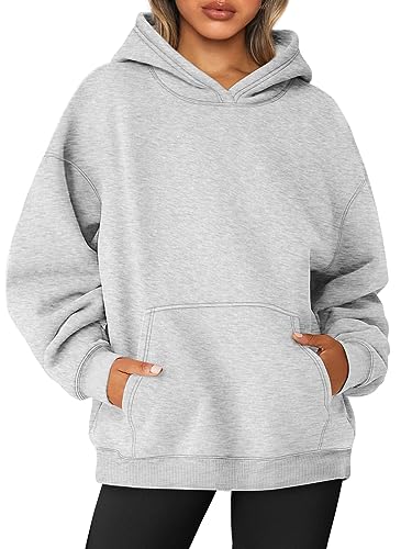 AUTOMET Oversized Hoodies for Women Cute Sweatshirts Fleece Long Sleeve Sweaters Loose Casual Pullover Fall Outfits Y2k Clothes with Pockets 2023 Grey