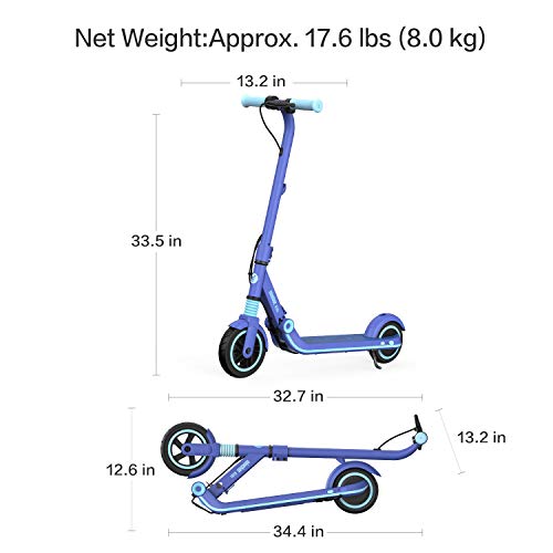 Segway Ninebot ZING E8 Kids Electric Kick Scooter for Boys and Girls,Lightweight and Foldable, New Electric Boost Riding Mode, Blue