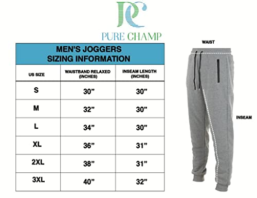 PURE CHAMP Mens 3 Pack Fleece Active Athletic Workout Jogger Sweatpants for Men with Zipper Pocket and Drawstring Size S-3XL (2X-Large, Set 1)