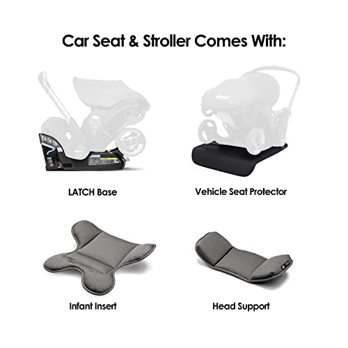 Doona Infant Car Seat & Latch Base - Rear Facing, Car Seat to Stroller in Seconds - US Version, Nitro Black