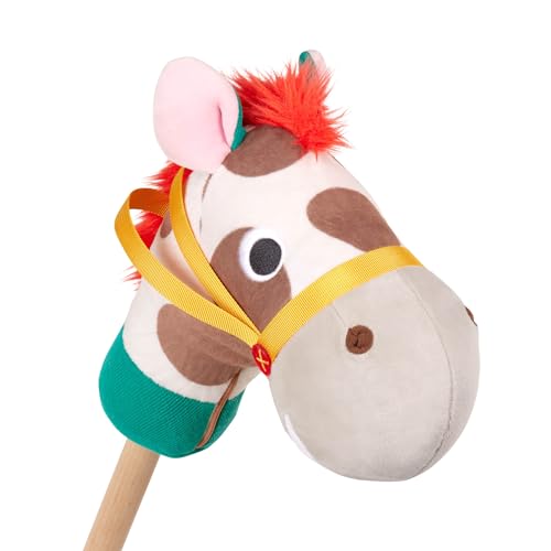 Battat – Classic Hobby Horse – Plush Stick Horse – Wooden Pole & Sensory Textures – Realistic Sounds – 2 Years + – Pony Pal