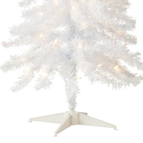 National Tree Company Pre-Lit Artificial Christmas Tree, White Tinsel, White Lights, Includes Stand, 4 feet