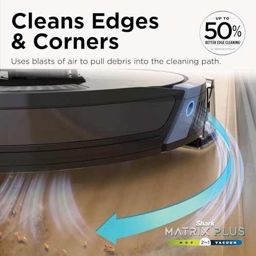 Shark RV2610WA AI Ultra 2in1 Robot Vacuum & Mop with Sonic Mopping, Matrix Clean, Home Mapping, HEPA Bagless Self Empty Base, CleanEdge Technology, for Pet Hair, WiFi, Black/Silver (Renewed)