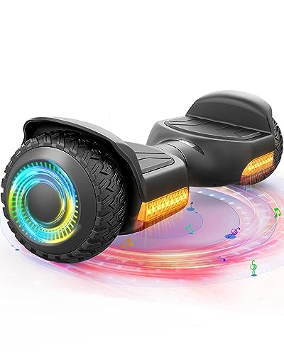 Gyroor Hoverboard New G13 All Terrain Hoverboard with LED Lights & 500W Motor, Self Balancing Off Road Hoverboards with Bluetooth for Kids ages 6-12 and Adults Gift-Black