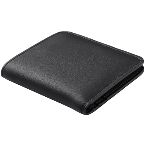Toughergun Womens Rfid Blocking Small Compact Bifold Luxury Genuine Leather Pocket Wallet Ladies Mini Purse with ID Window (01 ReNapa Black)