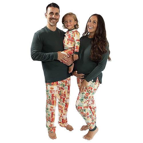 Burt's Bees Baby Baby Family Jammies Matching Holiday Organic Cotton Pajamas, All Wrapped Up, Mens Large