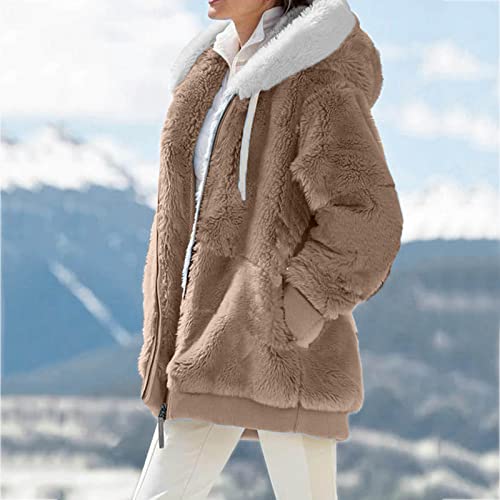 Somacperiy Womens Oversized Fuzzy Fleece Hoodies Sherpa Lined Warm Shaggy Fluffy Hooded Coats Faux Fur Parkas Jacket Outwear