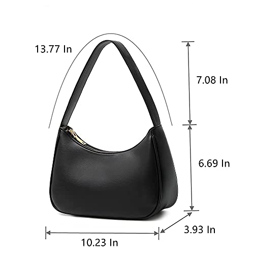 CYHTWSDJ Shoulder Bags for Women, Cute Hobo Tote Handbag Mini Clutch Purse with Zipper Closure (Black, L)