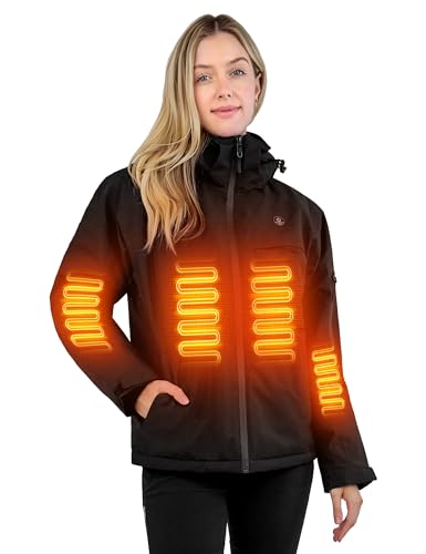 ANTARCTICA GEAR Heated Jacket, Ski Jacket Coat, With 12V/16000mAh Battery Pack, 5 Areas Heating Thicken Men/Women Winter Coat