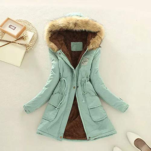 TIMIFIS Womens Winter Coats with Fur Hood Fleece Thick Jackets Casual Slim Outerwear Solid Color Warm Tops with Pocket