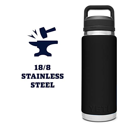 YETI Rambler 26 oz Bottle, Vacuum Insulated, Stainless Steel with Chug Cap, Black