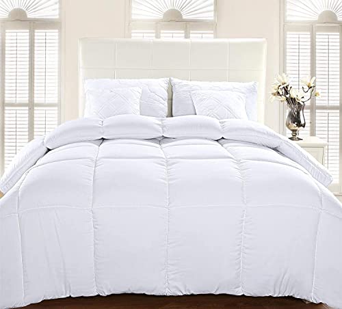 Utopia Bedding Comforter Duvet Insert - Quilted Comforter with Corner Tabs - Box Stitched Down Alternative Comforter (Queen, White)