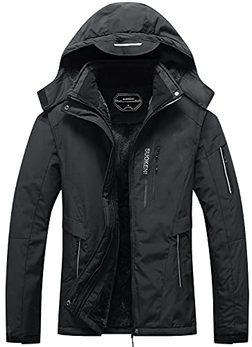 SUOKENI Women's Waterproof Ski Jacket Warm Winter Snow Coat Hooded Raincoat Large