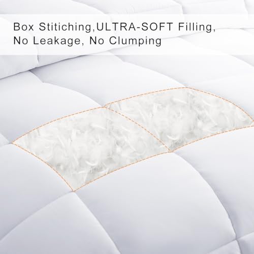 COHOME 2200 Series Queen Size Cooling Comforter Down Alternative Quilted Duvet Insert with Corner Tabs - All Season Soft Luxury Hotel Bedding Comforter - Winter Warm - Reversible - White