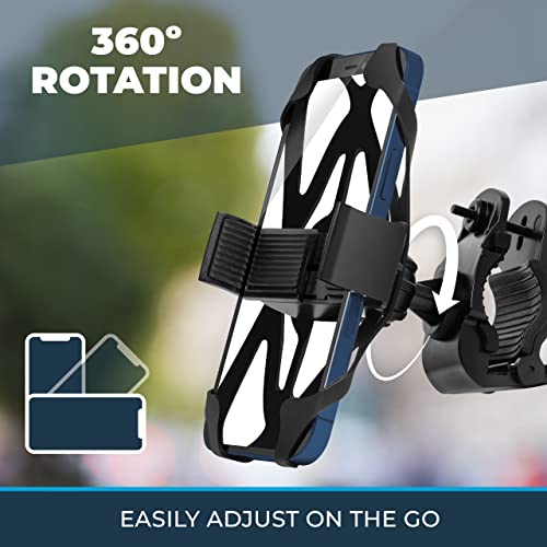 Roam Bike Phone Mount - Motorcycle Phone Mount- 360° Rotation with Universal Handlebar Fit for Bikes, Motorcycles, Scooters, Strollers - Mount Compatible w/All iPhone & Android Phones 4.5" to 6.7"
