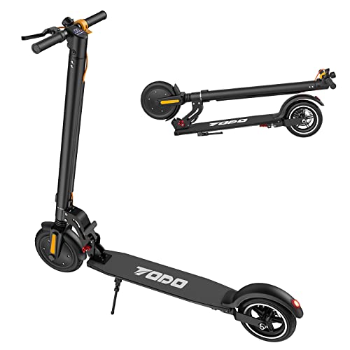 Electric Scooter,TODO Foldable Electric Scooter for Adults, Max 15MPH,8.5" Solid Tires,Range12-19Mile 400W(Peak) Powerful E-Scooter with Dual Brakes, Smart APP&Dual Brake System (Black)
